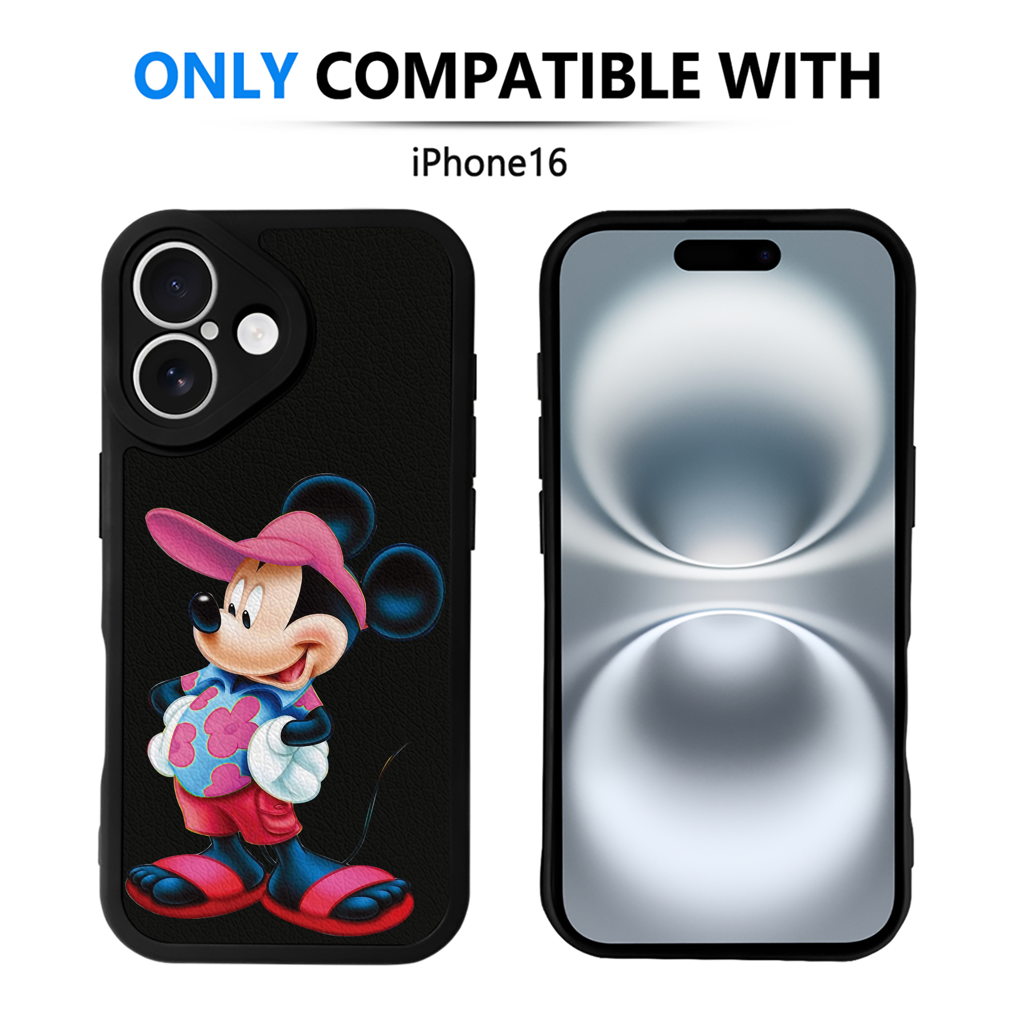 ミッキーマウス Mickey Mouse 【iPhone 16シリーズ対応】シリコンスマホケース（レザー調） 材質：シリコン